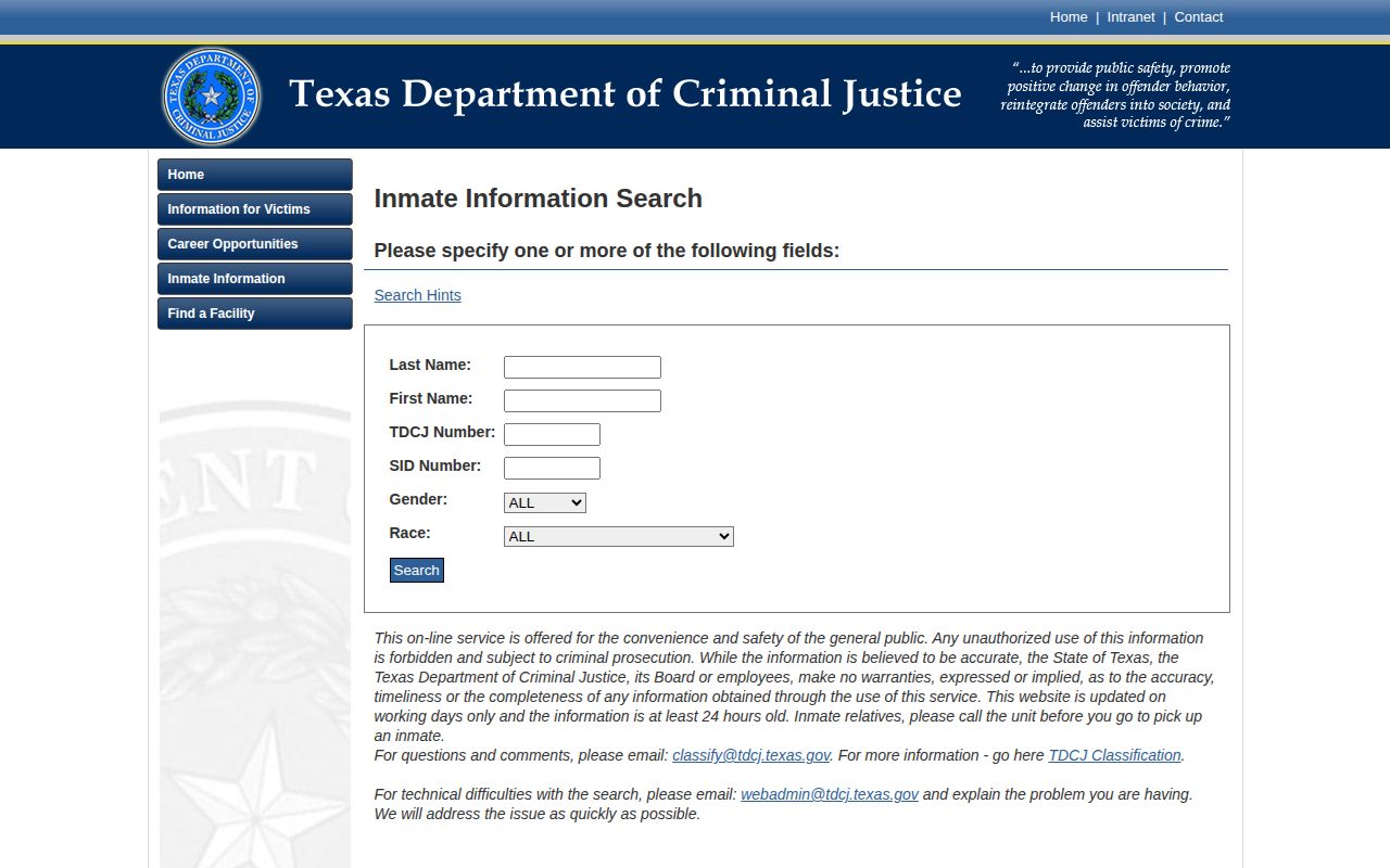 TDCJ search for Newton County state-prison release records
